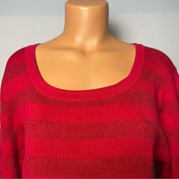 MERCER Streets Studio Shimmer Striped Knit Top (L12) - Picture 2 of 6